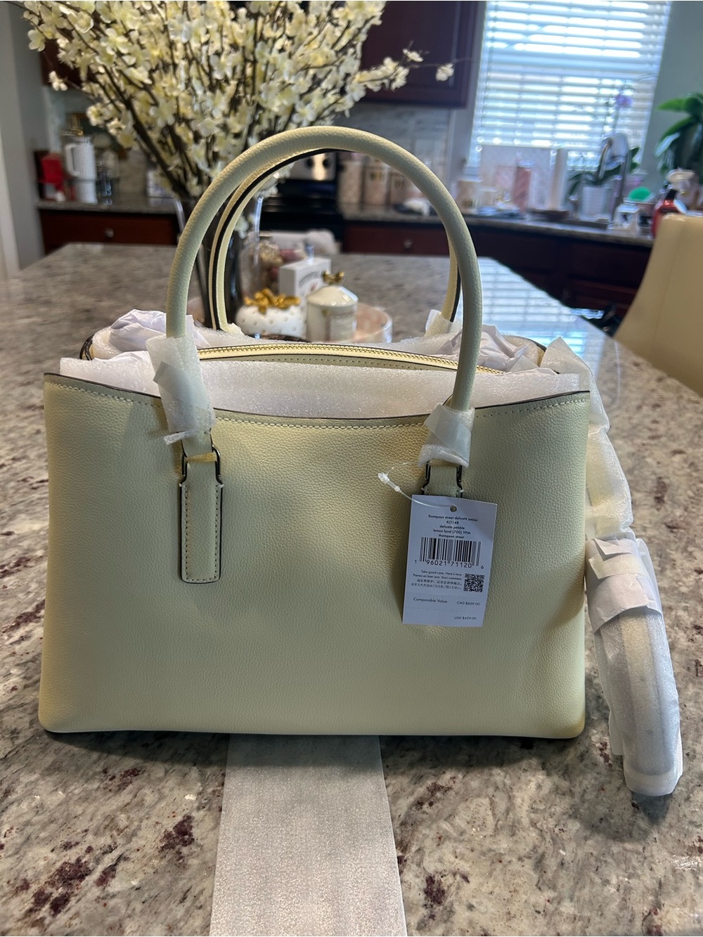 kate spade Pale Yellow Thompson Commuter Pebbled Satchel /Crossbody - NWT